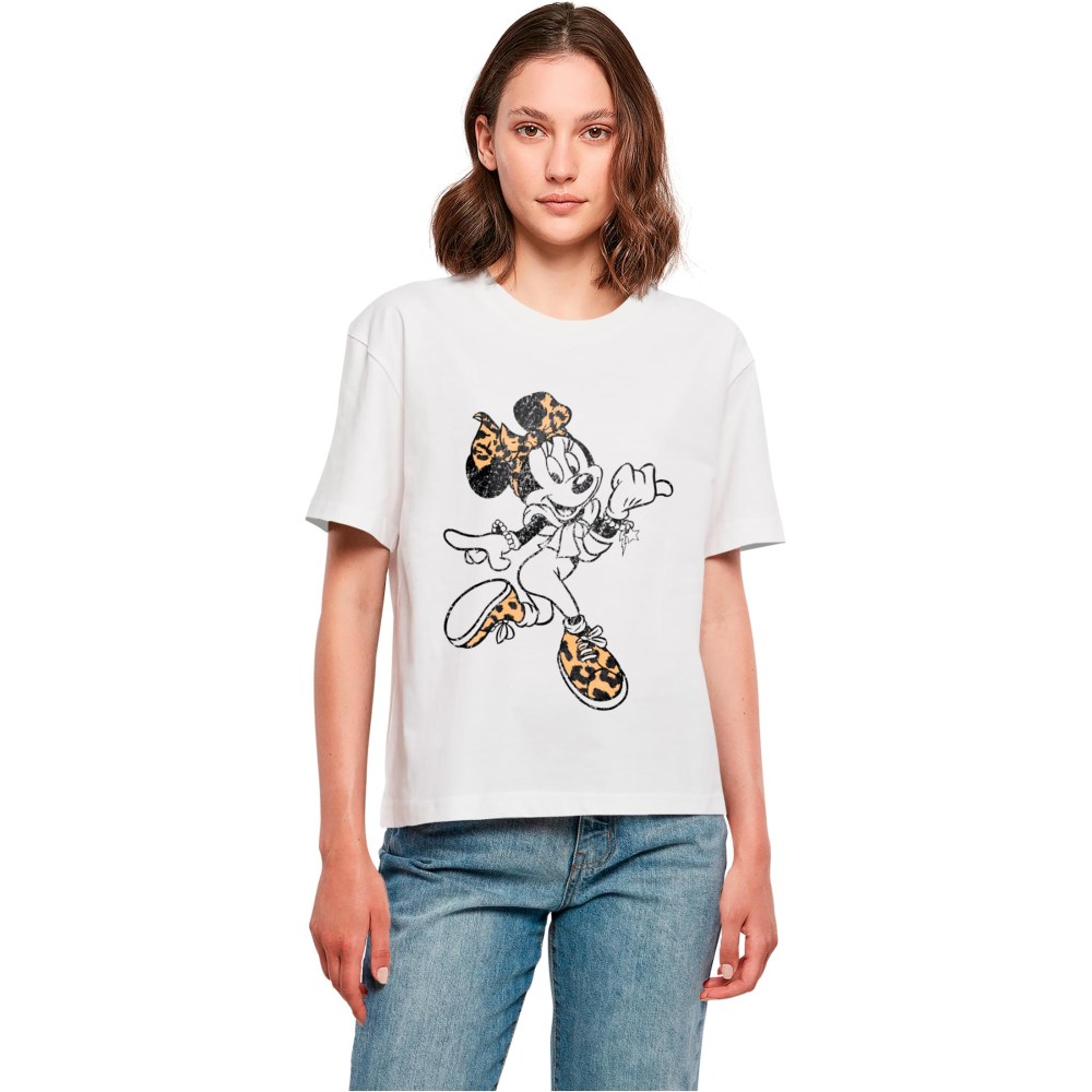 Merchcode Minnie Mouse - Leo Dames Tshirt - Wit